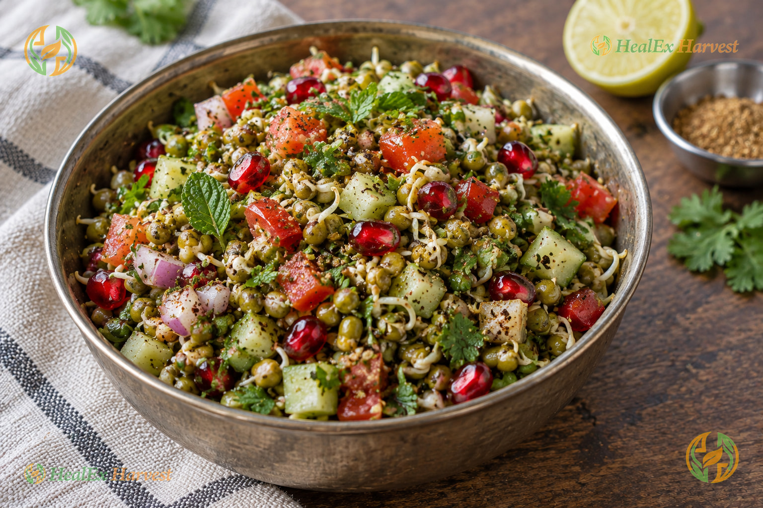 Protein-Packed Sprouted Moong Salad & Chaat (Pesalu Chaat)