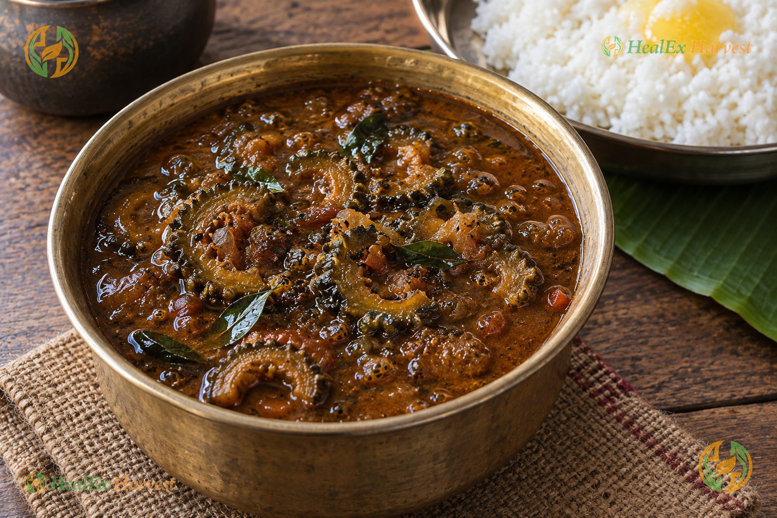 Tangy Andhra Kakarakaya Bellam Pulusu (Sweet & Sour Bitter Gourd Stew)
