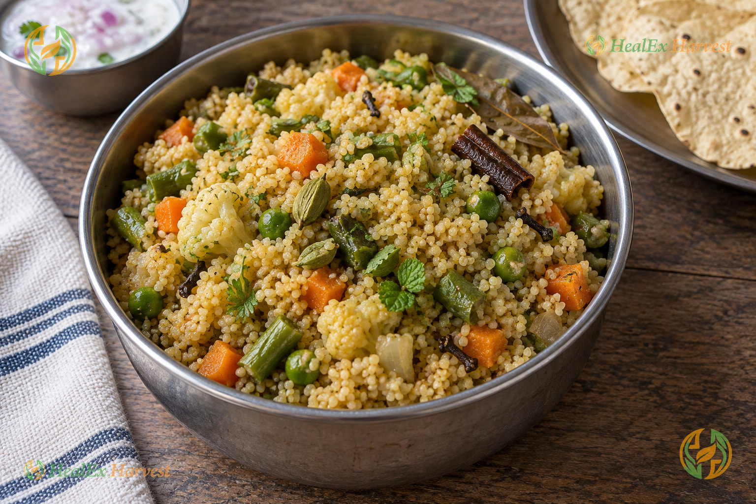 Fragrant Little Millet Vegetable Pulao (Samalu Pulao)