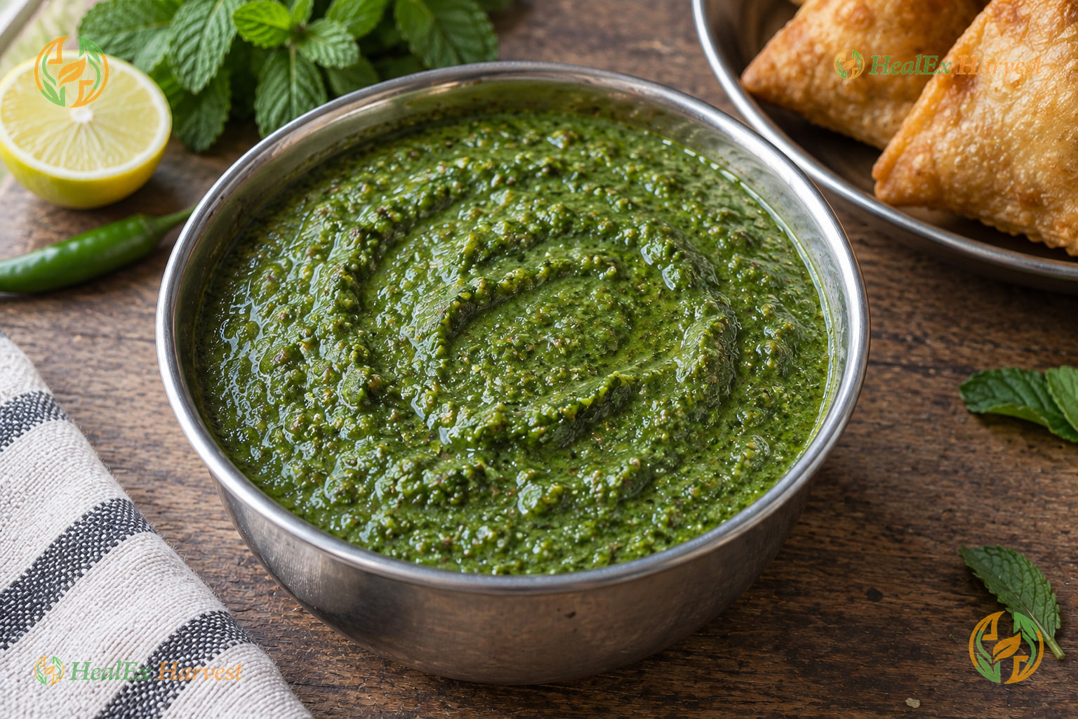 Hotel-Style Restaurant Spicy Pudina Chutney (Green Dip)