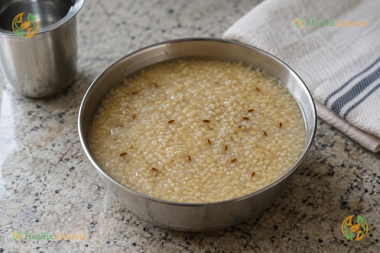 Foxtail Millet Ganji, the thin porridge Dr. Khadar Vali describes (Korralu)