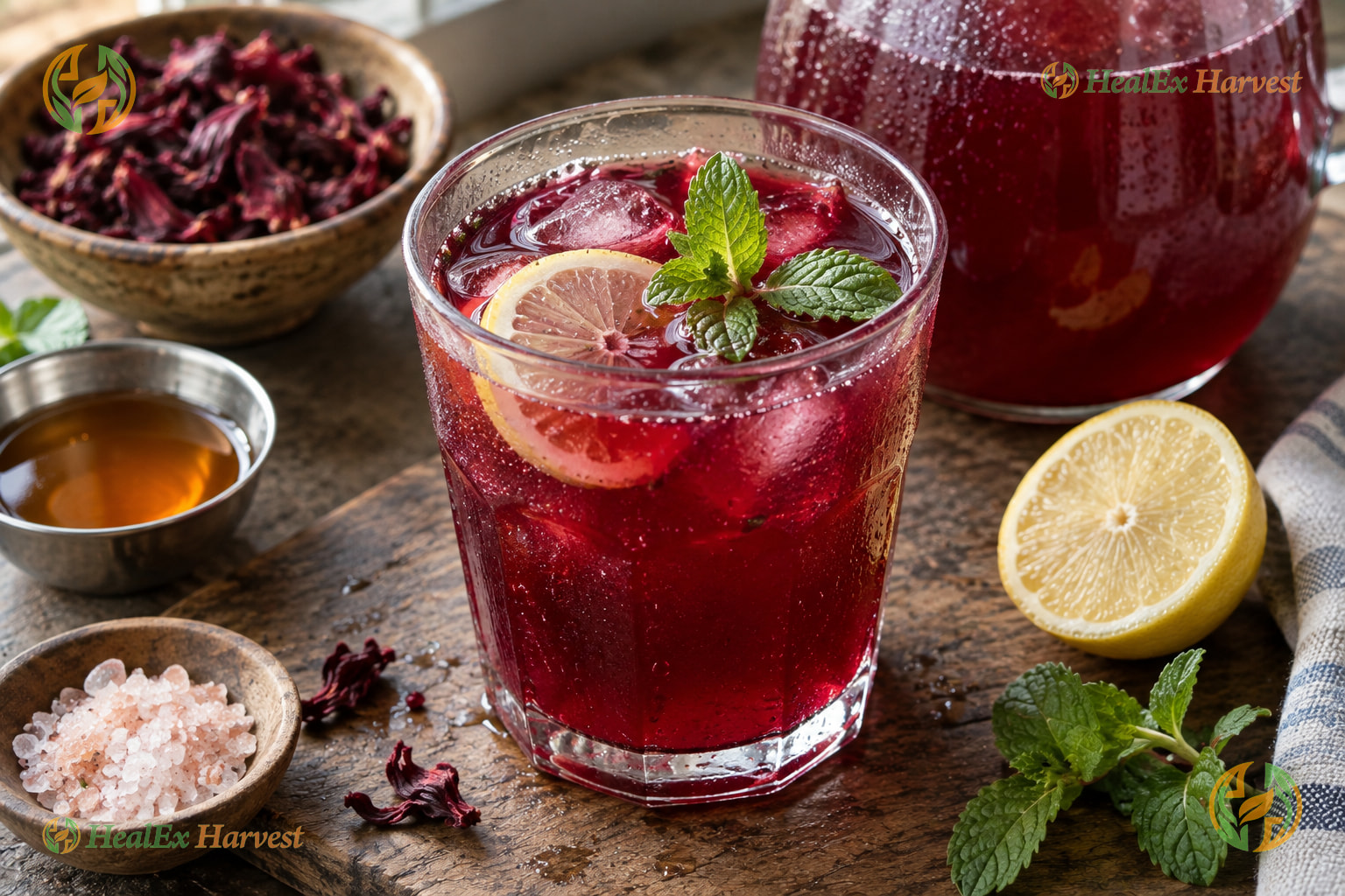 Zesty Ruby Hibiscus Lemonade Cooler (Heart & Blood Pressure Tonic)