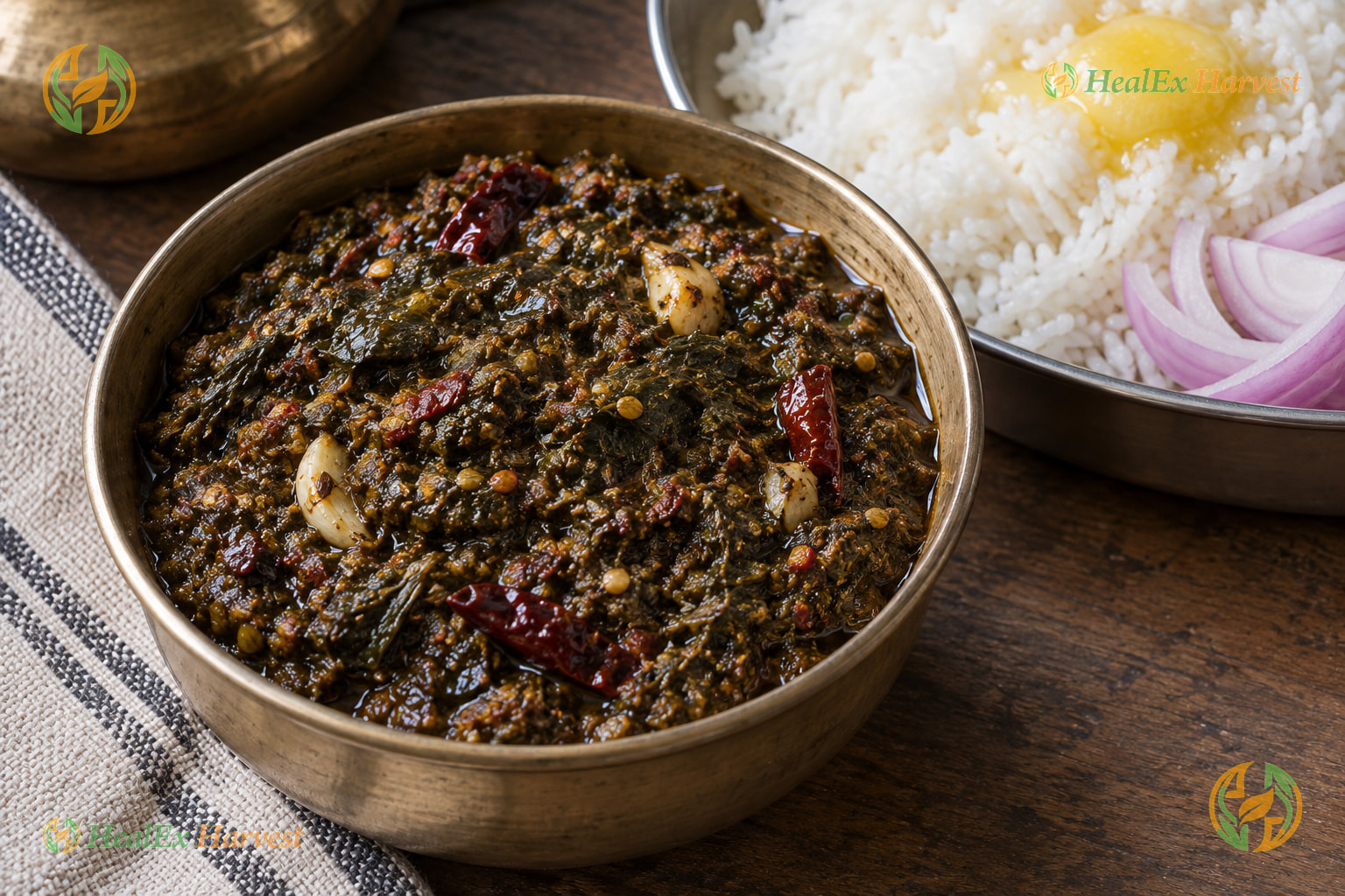 Traditional Gongura-Style Hibiscus Leaf Pachadi (Tangy Roselle Rice Mix)