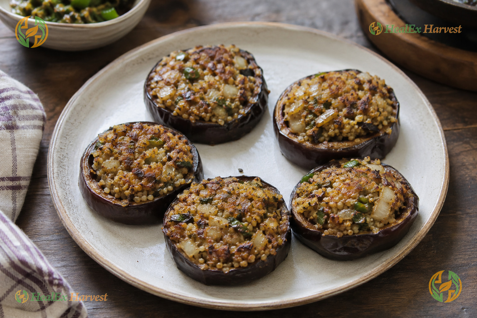 Millet-stuffed vegetable rings, the filling Dr. Khadar Vali gives