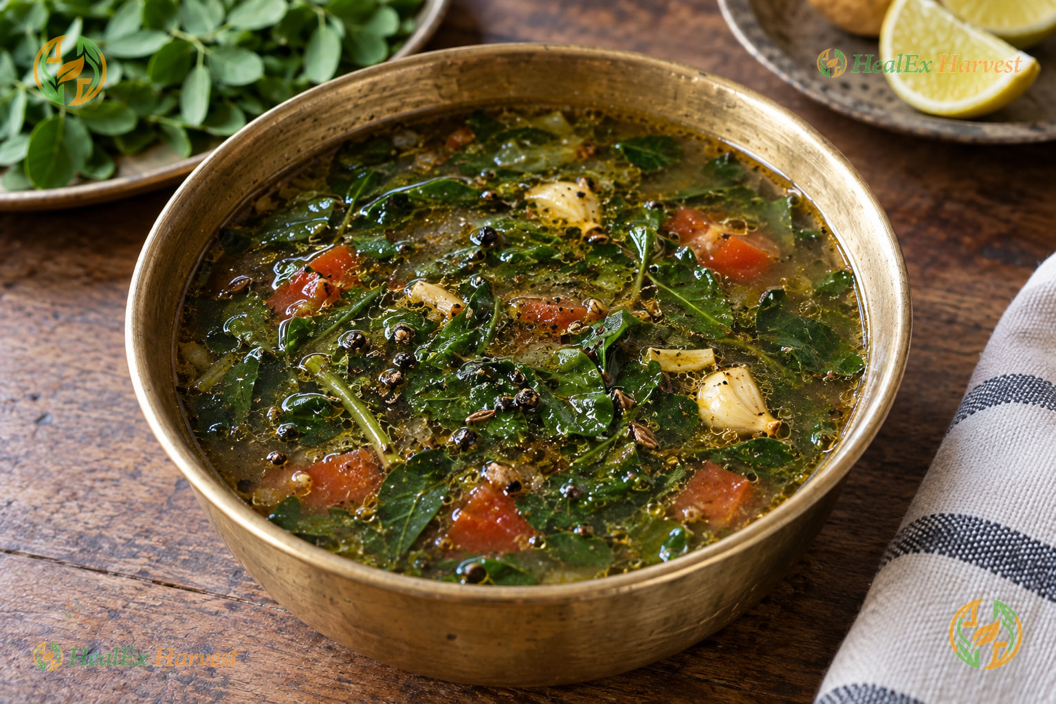 Moringa Pepper Garlic Immunity Soup (Munagaku Charu)