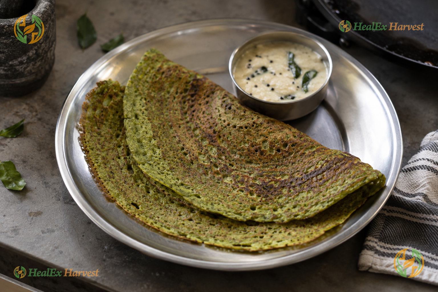 Foxtail Millet Spinach Dosa (Korralu)