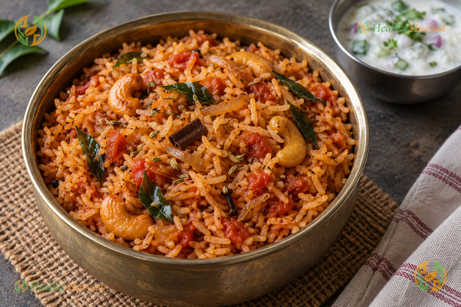 Spicy Chettinad Tomato Rice (Thakkali Sadam)