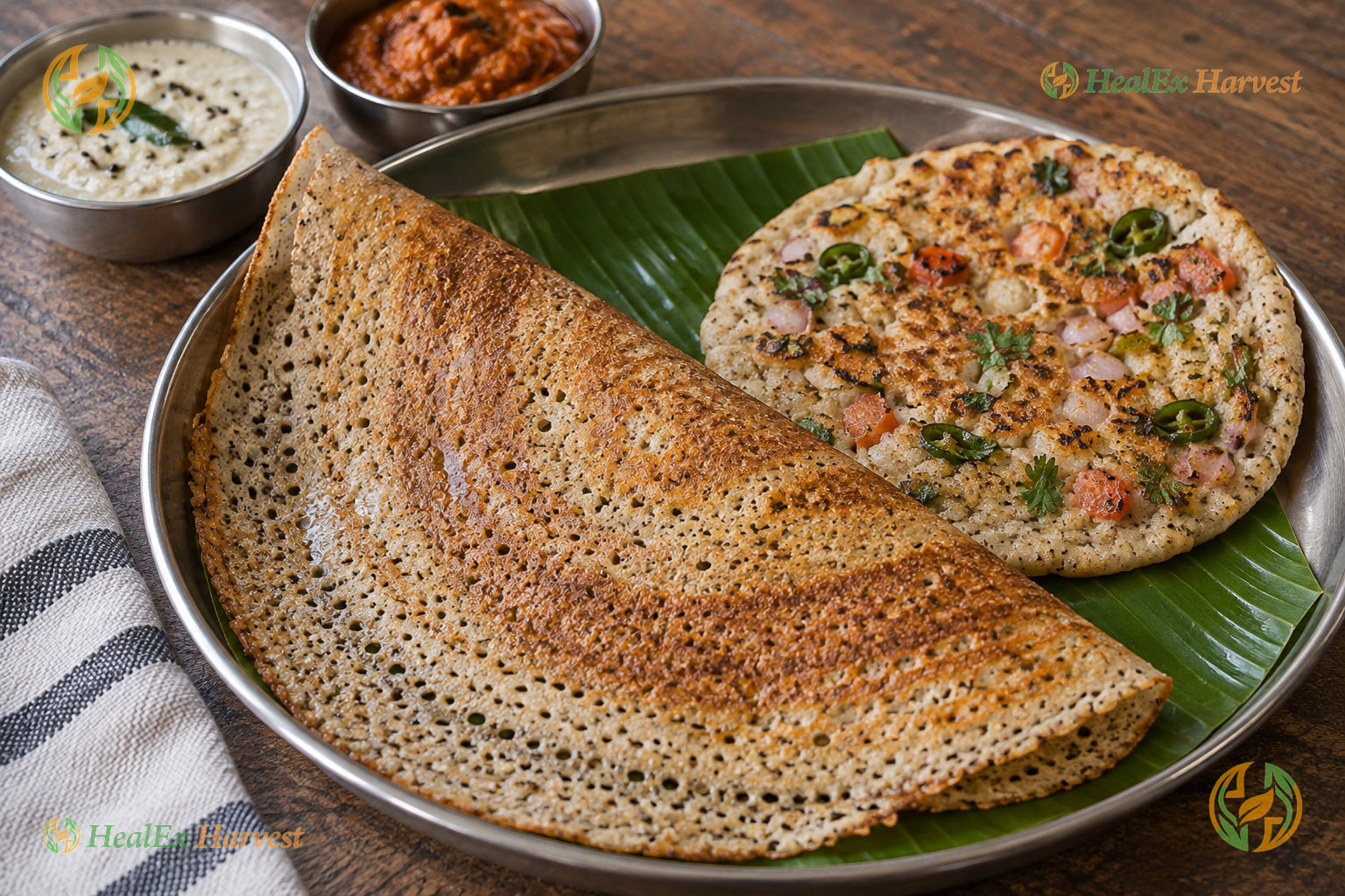 Crispy Bajra Dosa & Uttapam (Pearl Millet Tiffin Crepe)
